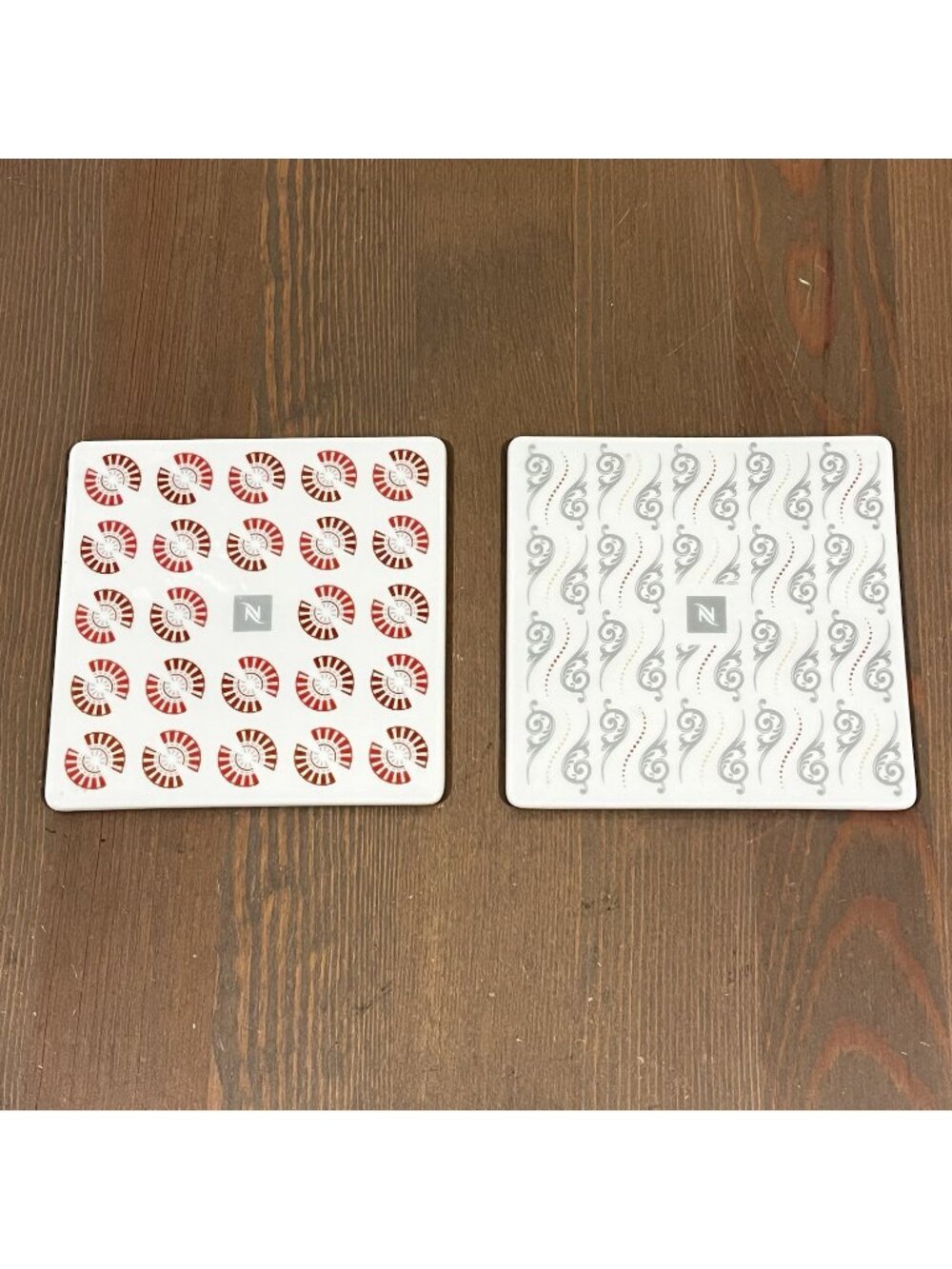 TWO Nespresso Ceramic Coasters Tiles Made in Portugal #2037 Ltd Edition Promo